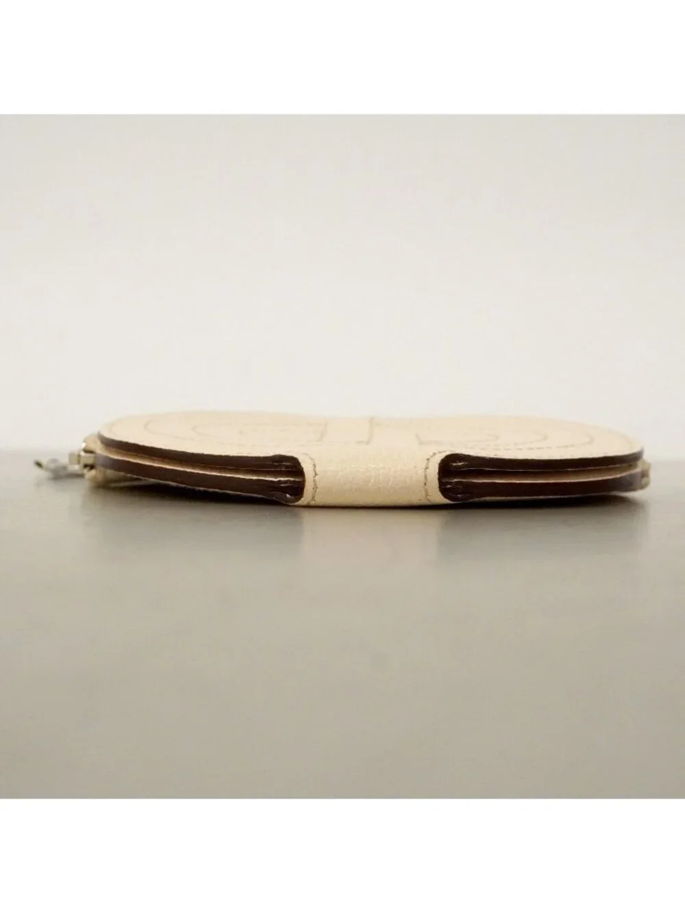 Hermes Coin Case in the Loop Chevre Mysore White Sesame Silver